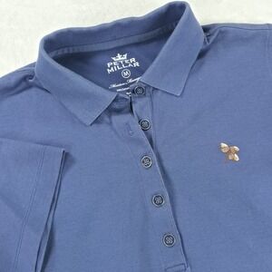 Peter Millar Polo Shirt Women's SZ M Navy‎ Short Sleeves Moisturizer Mgt Top